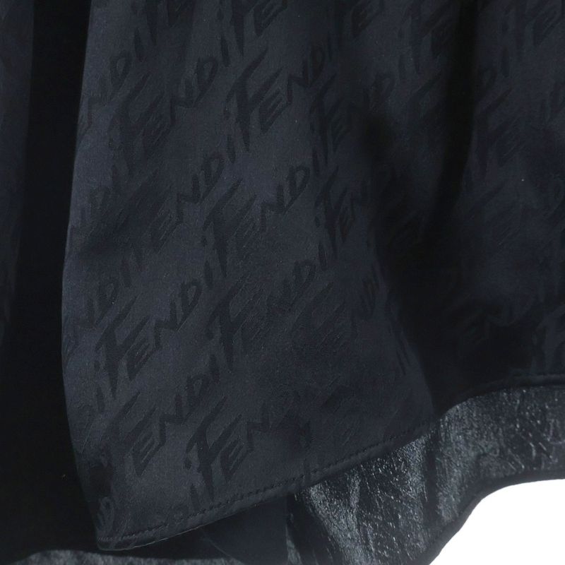 Fendi Logo Jacquard Silk Skirt Black Ajdo