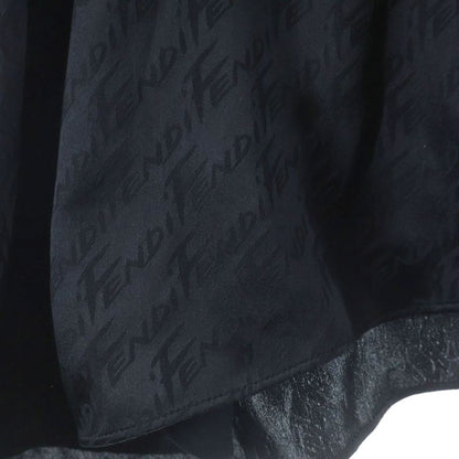 Fendi Logo Jacquard Silk Skirt Black Ajdo