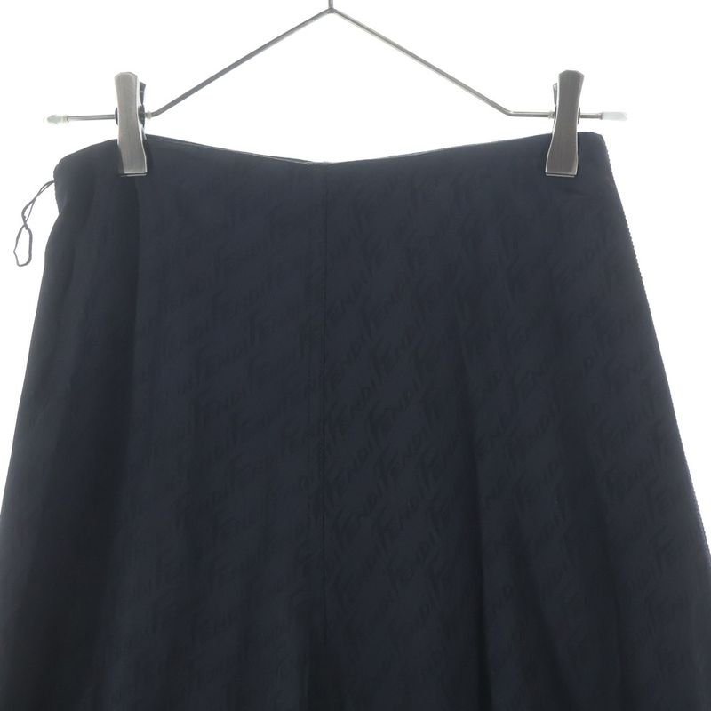 Fendi Logo Jacquard Silk Skirt Black Ajdo