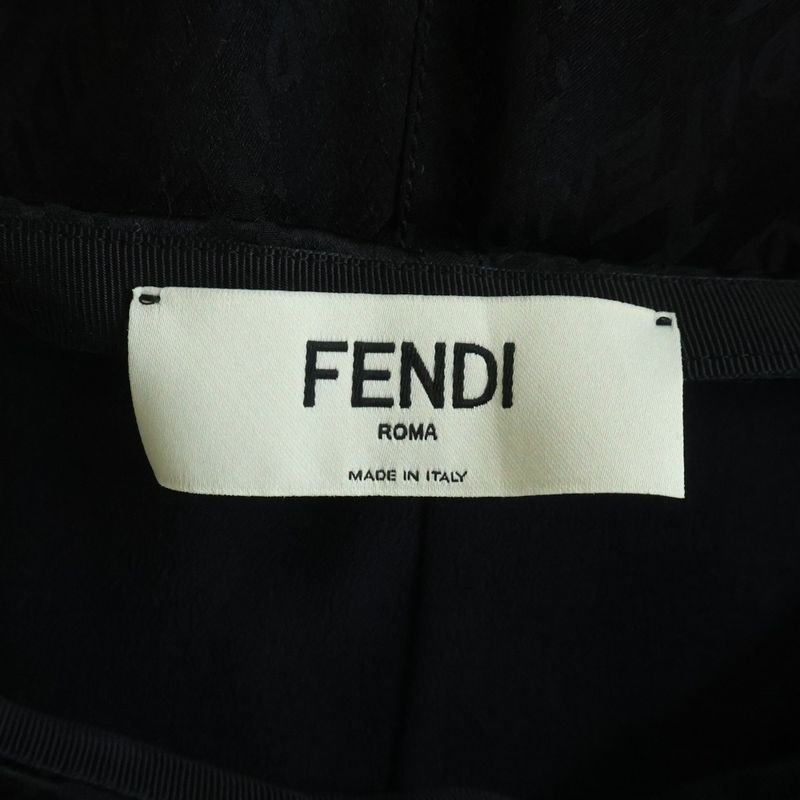 Fendi Logo Jacquard Silk Skirt Black Ajdo
