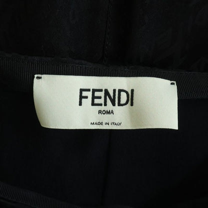 Fendi Logo Jacquard Silk Skirt Black Ajdo