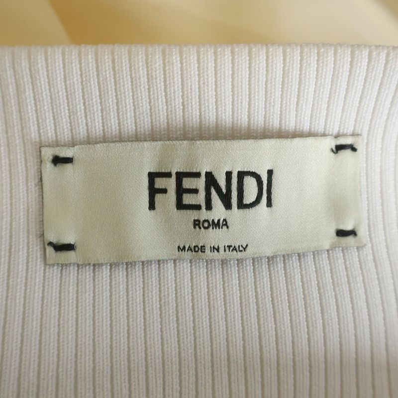 Fendi Center Pleated Waist Logo Stretch Tapered Pants Beige