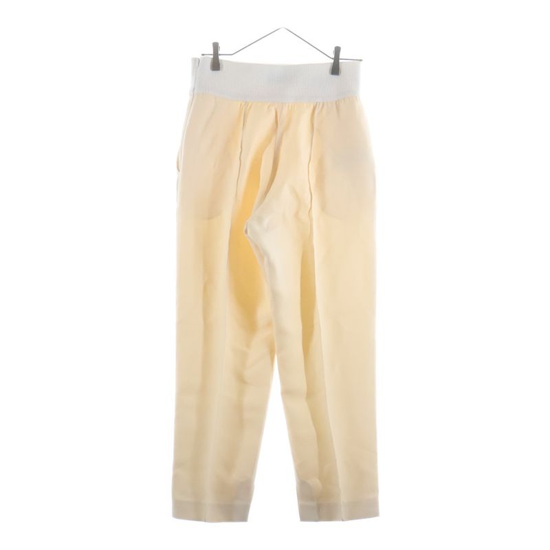 Fendi Center Pleated Waist Logo Stretch Tapered Pants Beige