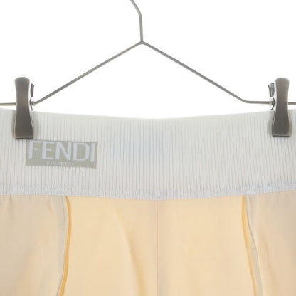 Fendi Center Pleated Waist Logo Stretch Tapered Pants Beige