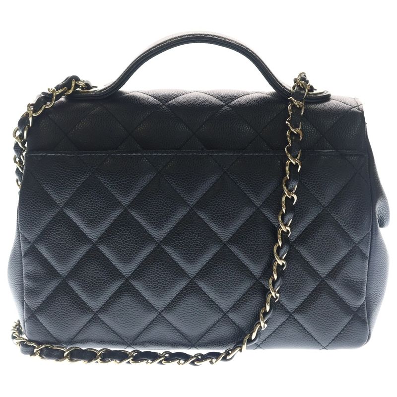 Chanel Affinity CC Logo Caviar Leather 2-Way Chain Shoulder Bag Black