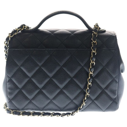 Chanel Affinity CC Logo Caviar Leather 2-Way Chain Shoulder Bag Black