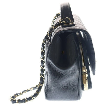 Chanel Affinity CC Logo Caviar Leather 2-Way Chain Shoulder Bag Black