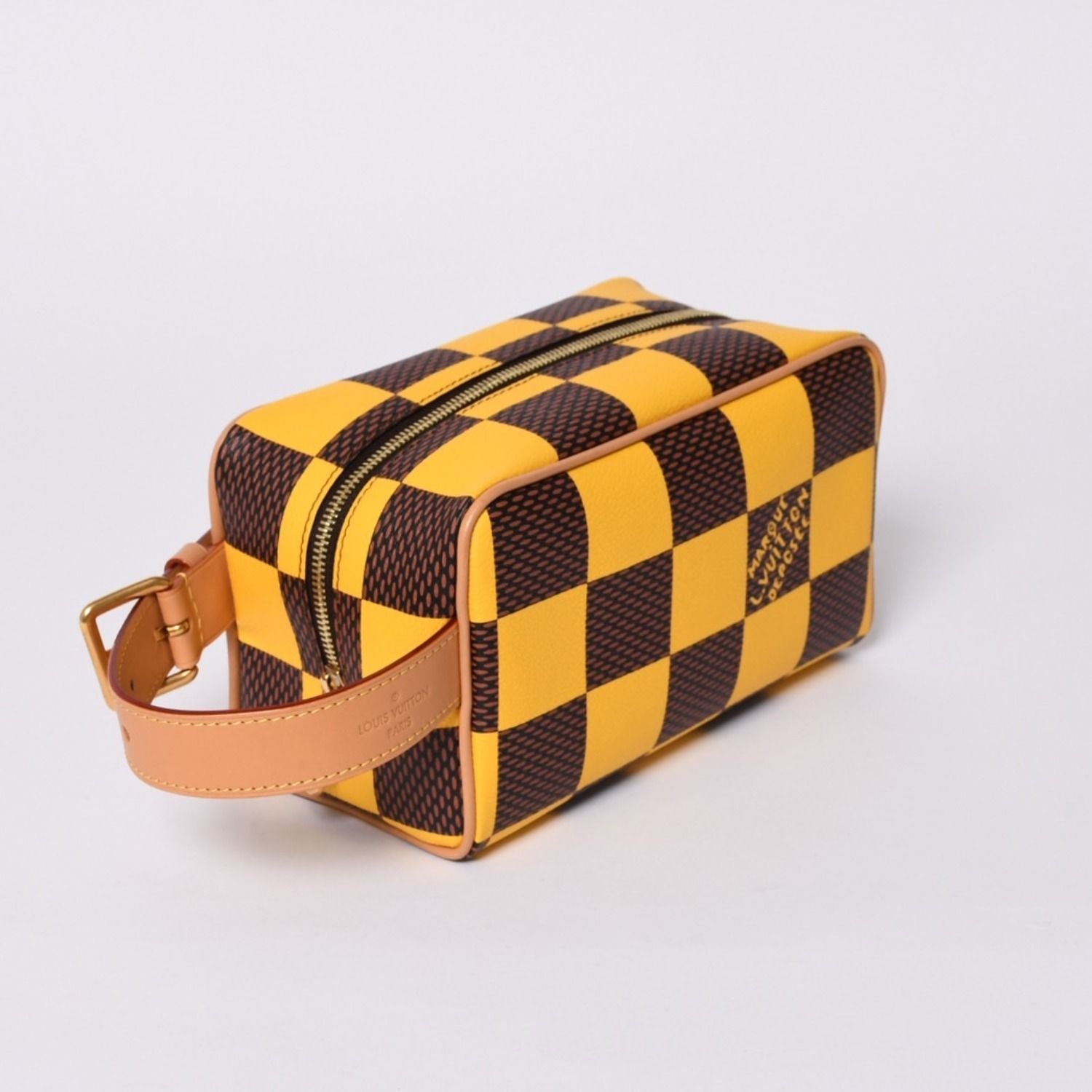 Louis Vuitton Damier Pop Rocker Dopp Kit Travel Pouch Yellow Brown — view 6