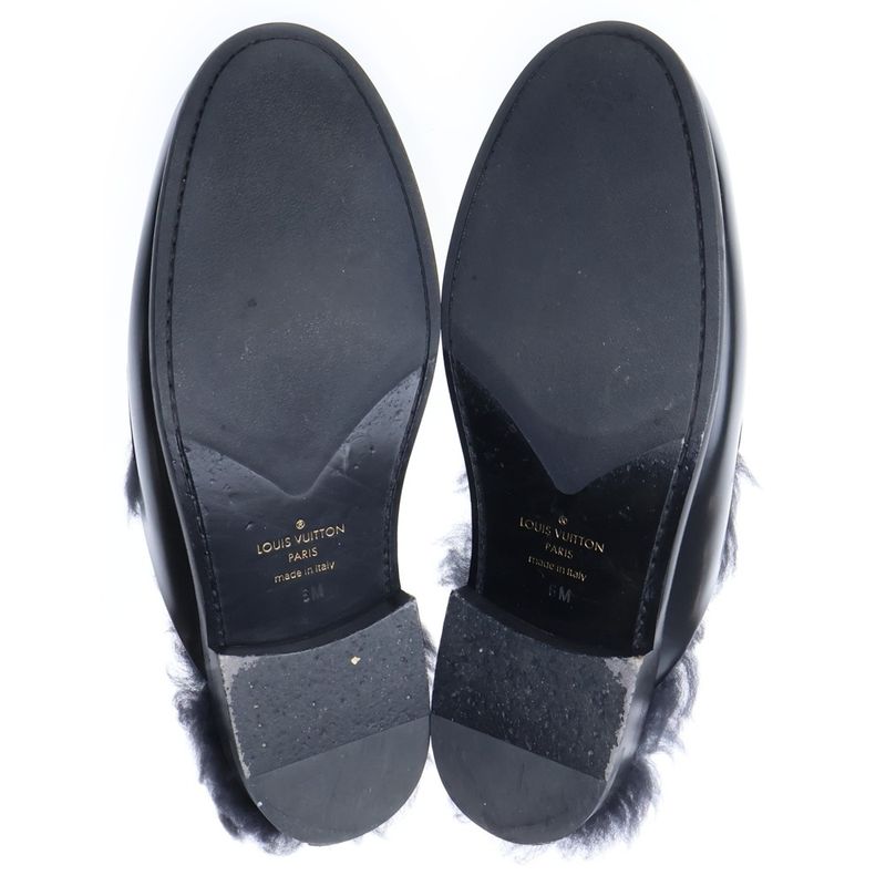Louis Vuitton Measure Line Monogram Eclipse Mule Leather Sandals Black