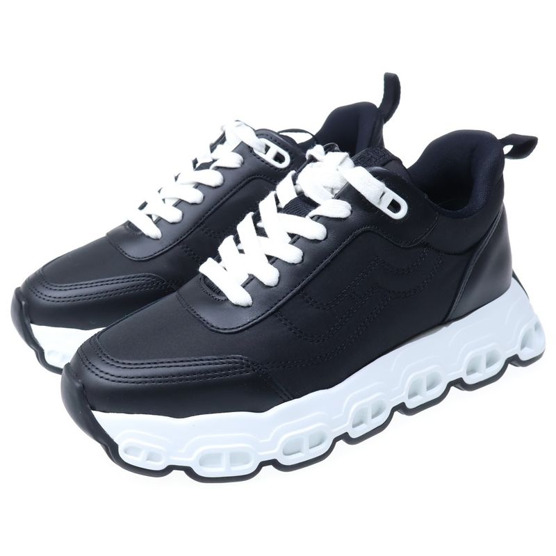 Hermes Impulse Leather Trim Nylon Stitch Low Cut Sneakers Black