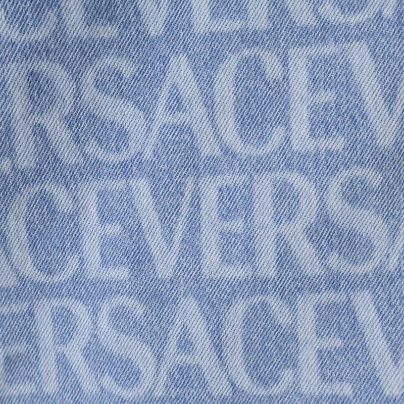 Versace Barocco Pattern Over Denim Shirt Indigo