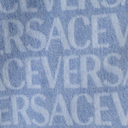 Versace Barocco Pattern Over Denim Shirt Indigo