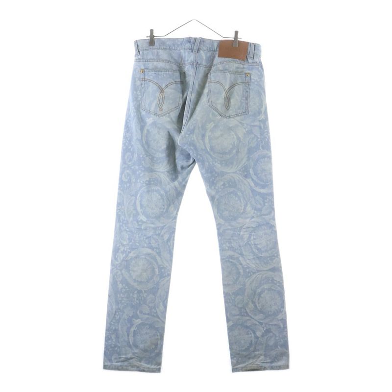 Versace All Over Pattern Denim Straight Pants Indigo