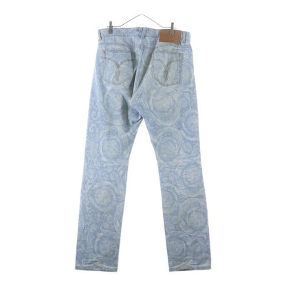 Versace All Over Pattern Denim Straight Pants Indigo
