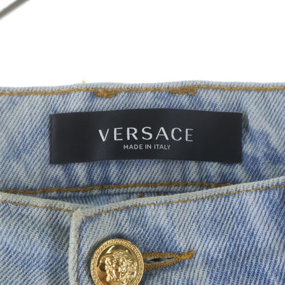 Versace All Over Pattern Denim Straight Pants Indigo