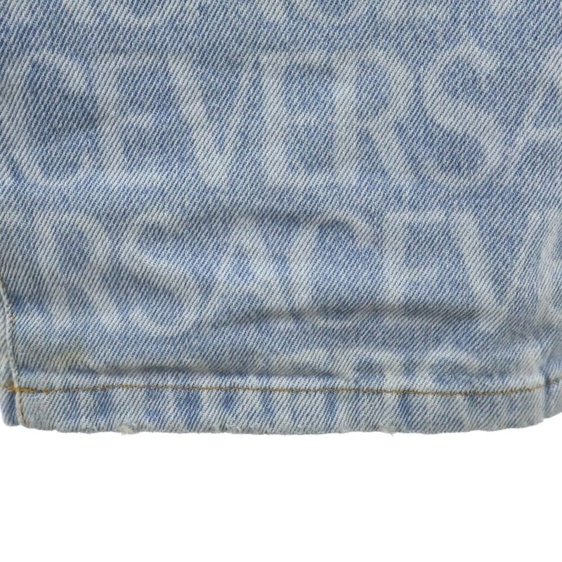 Versace All Over Pattern Denim Straight Pants Indigo