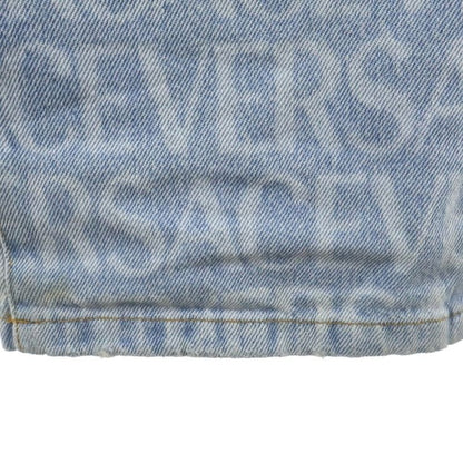Versace All Over Pattern Denim Straight Pants Indigo