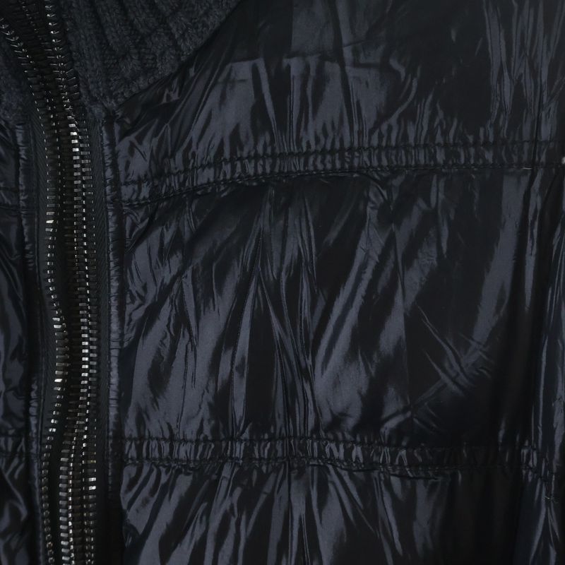 Dolce & Gabbana Knit Cut Replacement Nylon Zip Up Puffer Jacket Black