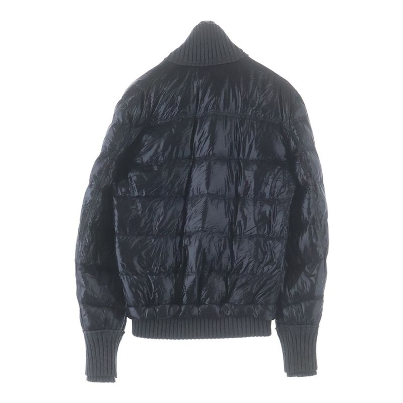 Dolce & Gabbana Knit Cut Replacement Nylon Zip Up Puffer Jacket Black