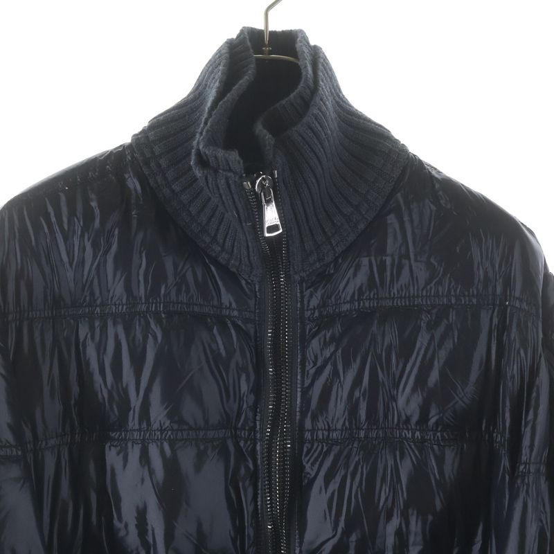 Dolce & Gabbana Knit Cut Replacement Nylon Zip Up Puffer Jacket Black