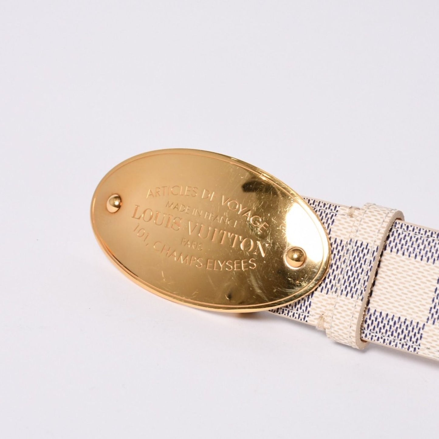 Louis Vuitton Ceinture Voyage 35 Damier Azur Belt Leather 85/34 — view 4
