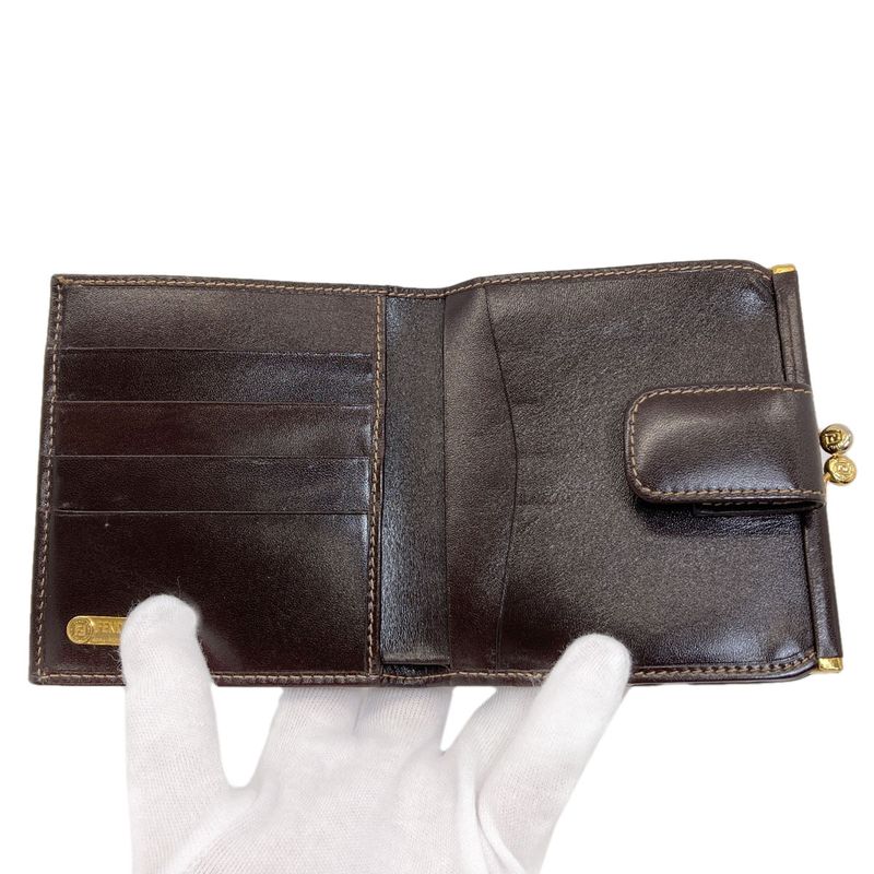 Fendi Zucca Pattern Bifold Wallet Canvas Leather