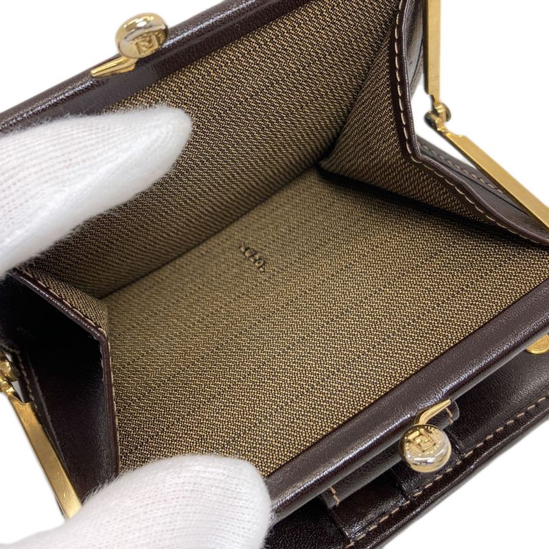 Fendi Zucca Pattern Bifold Wallet Canvas Leather