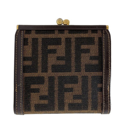 Fendi Zucca Pattern Bifold Wallet Canvas Leather
