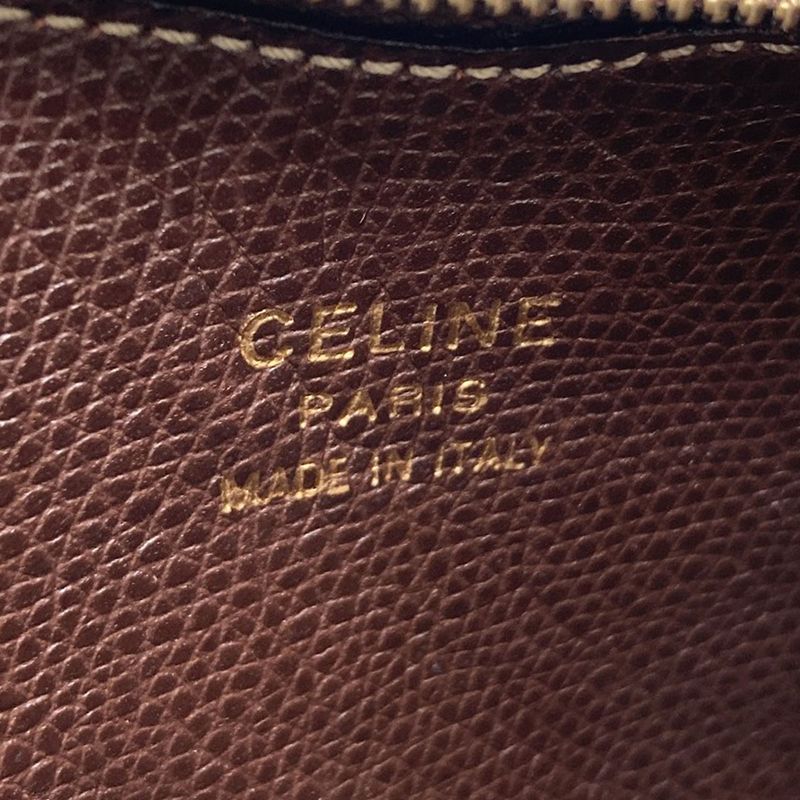 Celine Autumn Leaves Motif Coin Case Leather