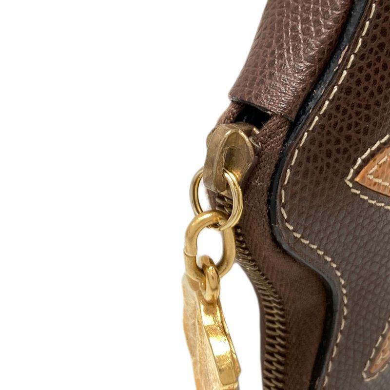 Celine Autumn Leaves Motif Coin Case Leather
