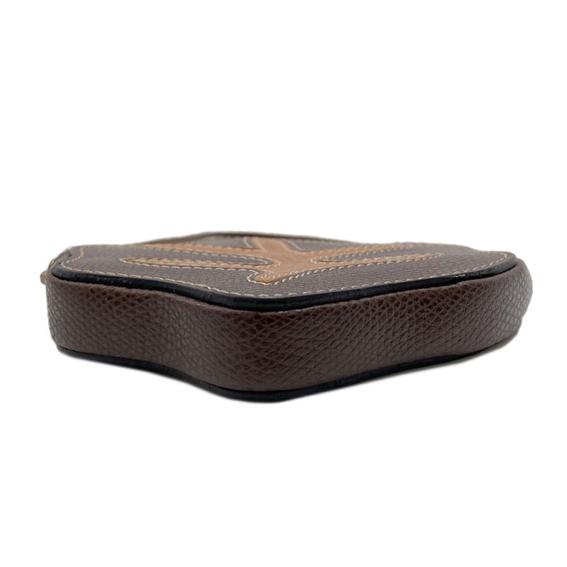 Celine Autumn Leaves Motif Coin Case Leather
