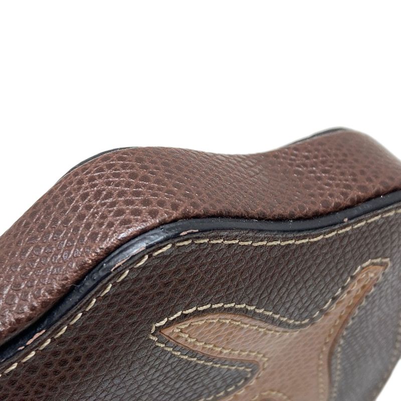 Celine Autumn Leaves Motif Coin Case Leather