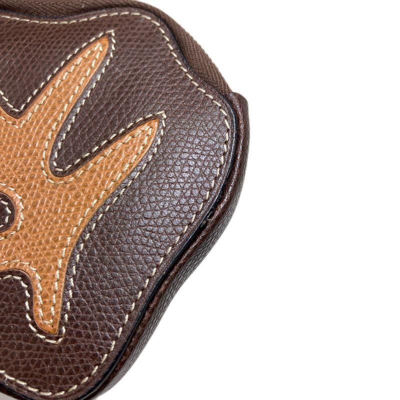 Celine Autumn Leaves Motif Coin Case Leather