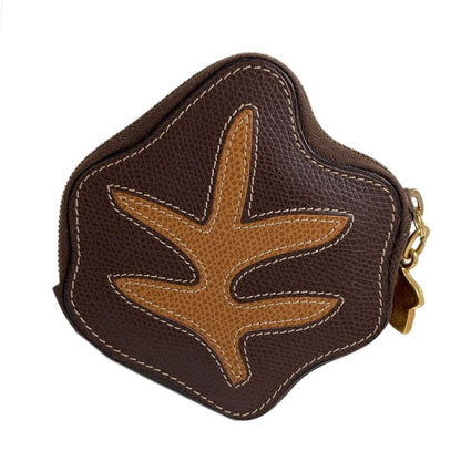 Celine Autumn Leaves Motif Coin Case Leather