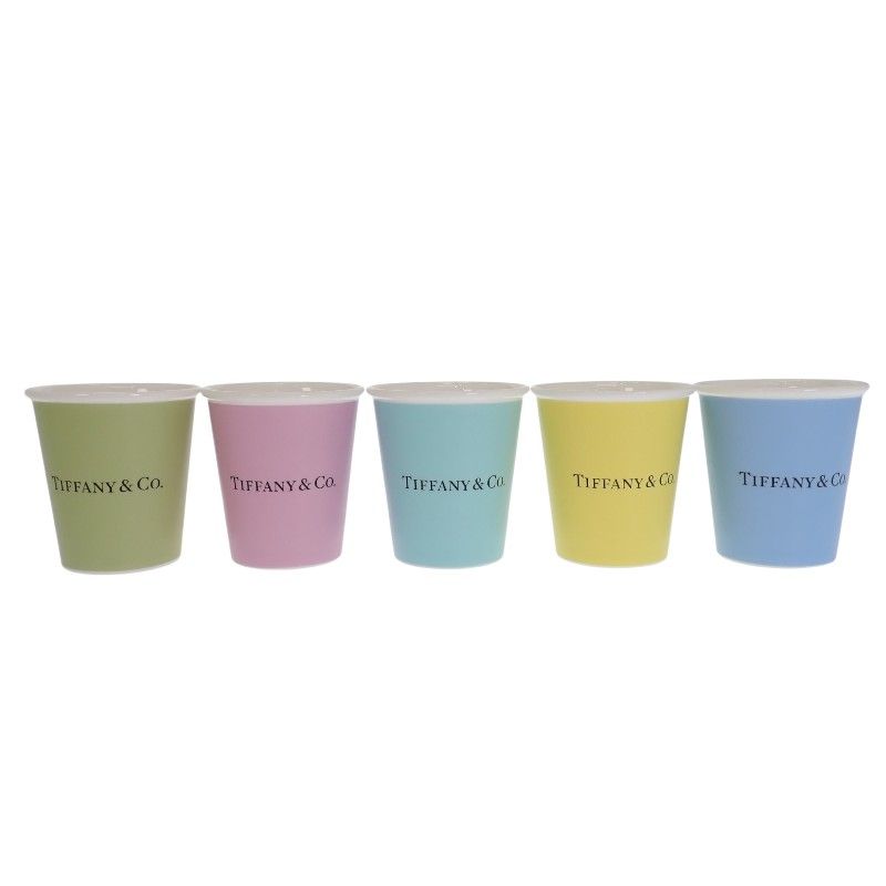 Tiffany & Co Coffee Cup Bone China Set of 5 Glass Cup Ceramic Multicolor Blue