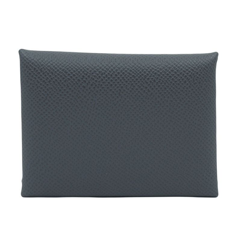 Hermes Calvi Duo Graphite Gray Silver Coin Case Card Others Box Not