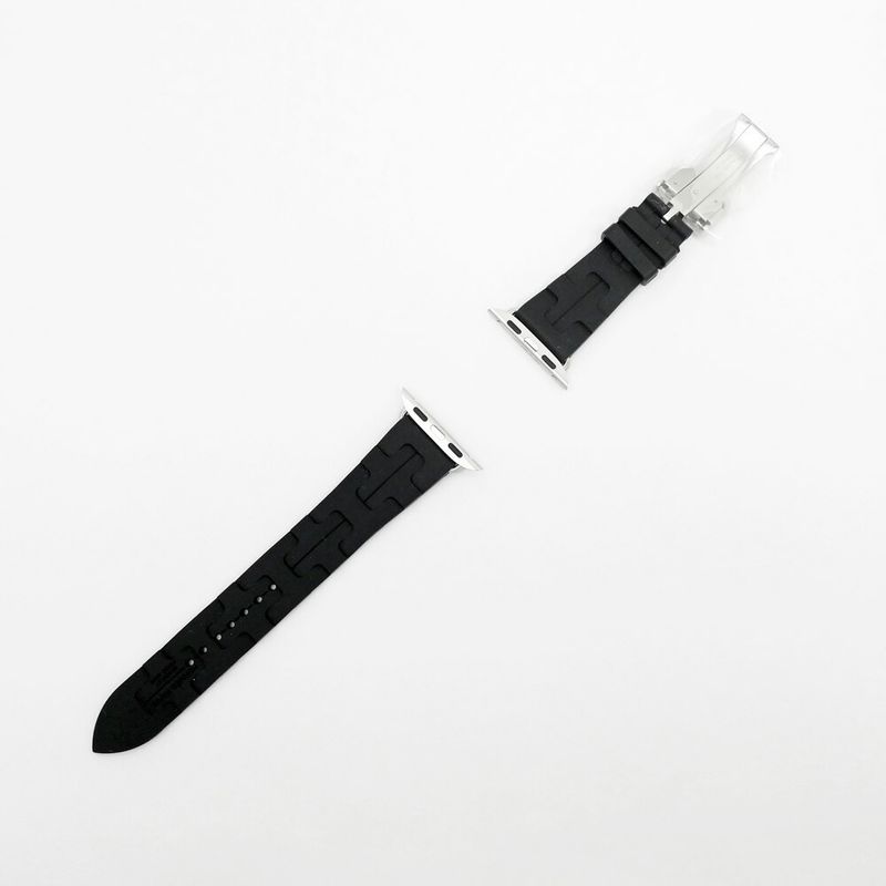 Hermes Simple Tour Kilim Black Silver Apple Watch Strap 42 mm