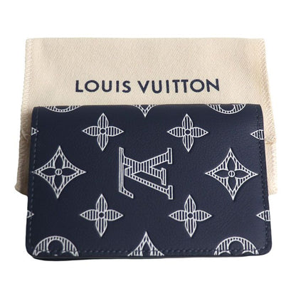 Louis Vuitton Organizer Poche Card Case Monogram Shadow Navy Purchased