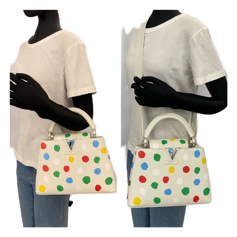 Louis Vuitton LV YK Capucines BB Yayoi Kusama White Shoulder Bag