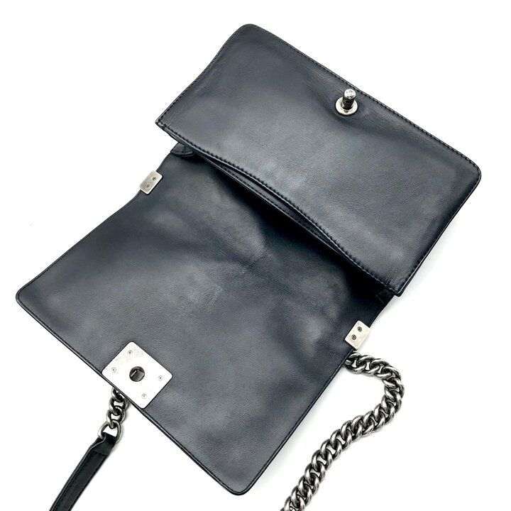 Chanel Unshaded Chain Shoulder Bag Denim Tweed Navy