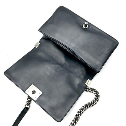 Chanel Unshaded Chain Shoulder Bag Denim Tweed Navy