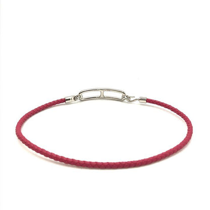 Hermes Luli Double Tour Leather Bracelet Silver Pink Present Gift