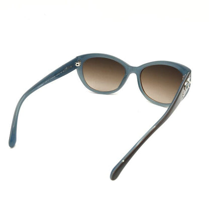 Chanel CC Logo Camellia Pearl Sunglasses Eyewear Blue Brown