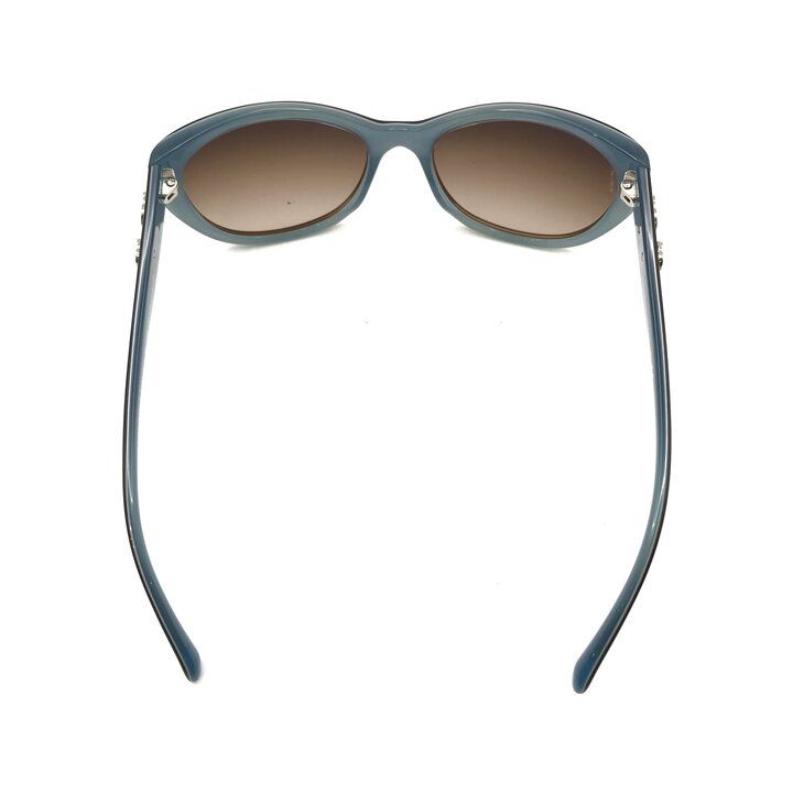 Chanel CC Logo Camellia Pearl Sunglasses Eyewear Blue Brown