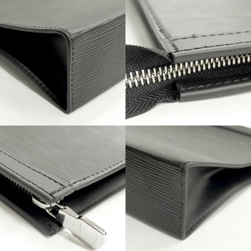 Louis Vuitton Pochette Voyage Clutch Epi Noir Black Silver