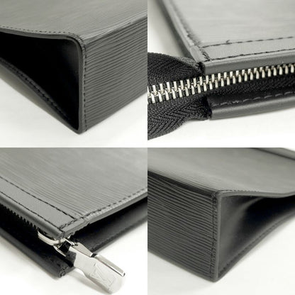 Louis Vuitton Pochette Voyage Clutch Epi Noir Black Silver