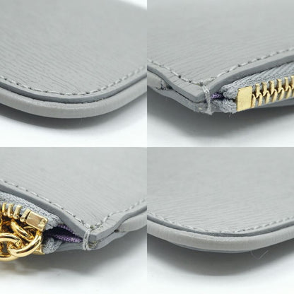Gucci Coin Case Key Gray Gold Leather Logo Key