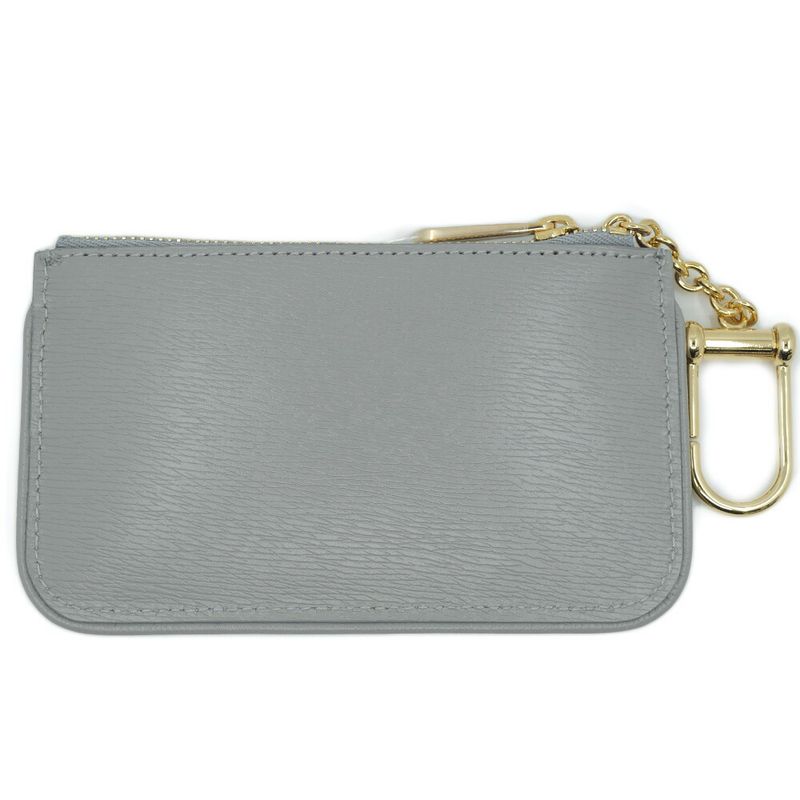 Gucci Coin Case Key Gray Gold Leather Logo Key