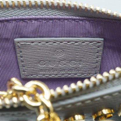 Gucci Coin Case Key Gray Gold Leather Logo Key