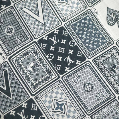 Louis Vuitton Etole Gang Ring Scarf Cotton Silk Navy White Shawl